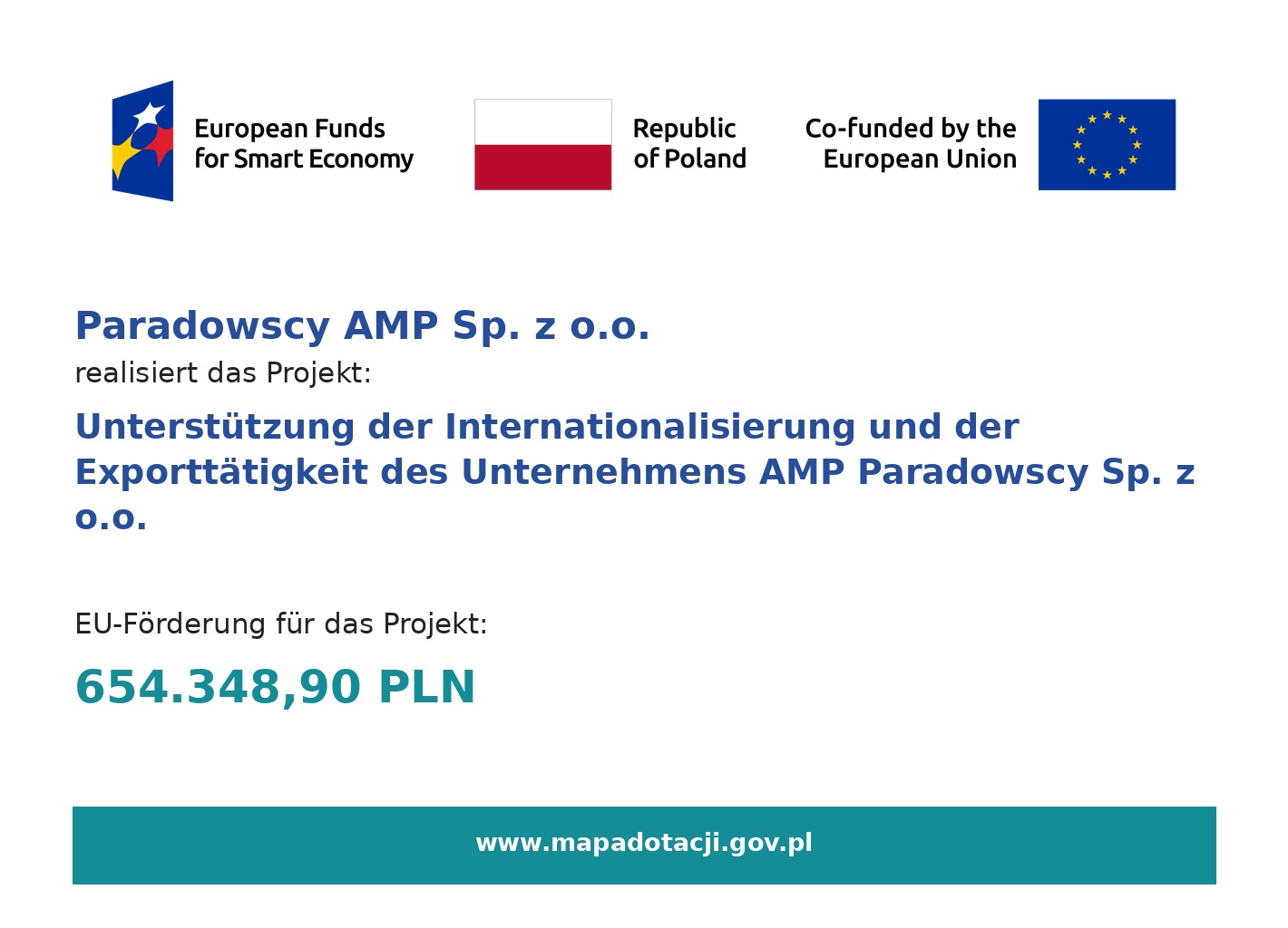 Unterstuetzung der Internationalisierung und der Exporttaetigkeit des Unternehmens AMP Paradowscy Sp. z o.o.